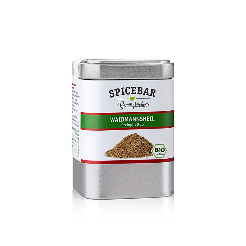 German

Alt-Text: Bild eines Produkts namens Spicebar - Waidmannsheil, Steinpilz Rub, BIO, 90 g, eine Gewürzmischung in einer Verpackung mit 90 Gramm Inhalt