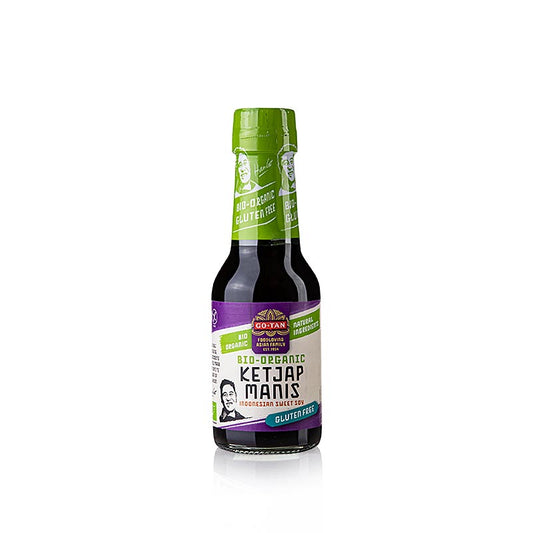 Organic Go-Tan Ketjap Manis sweet soy sauce, 145g, gluten-free, perfect for Asian-inspired dishes