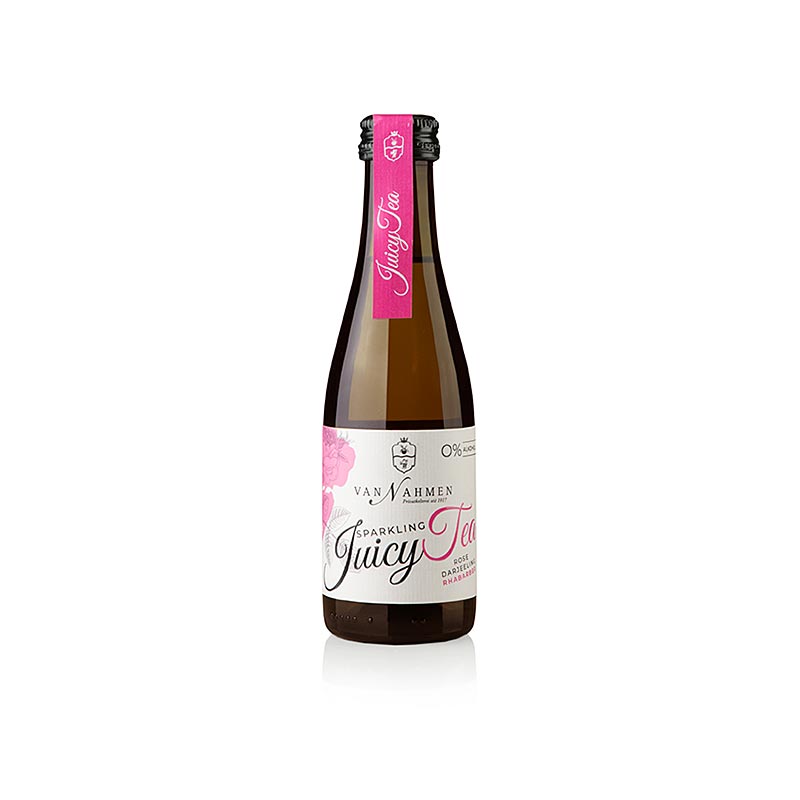 Bio Sparkling Juicy Tea Rose - Darjeeling Tee - Rhabarber von Nahmen, 200 ml Flasche, erfrischendes Getränk