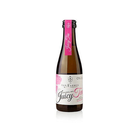 Bio Sparkling Juicy Tea Rose - Darjeeling Tee - Rhabarber von Nahmen, 200 ml Flasche, erfrischendes Getränk