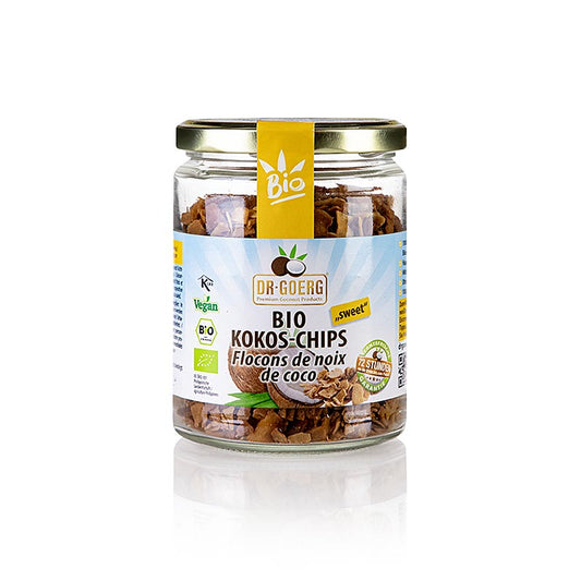 Organic DrGoerg Kokoschips, 160g, roasted and sweetened coconut chips