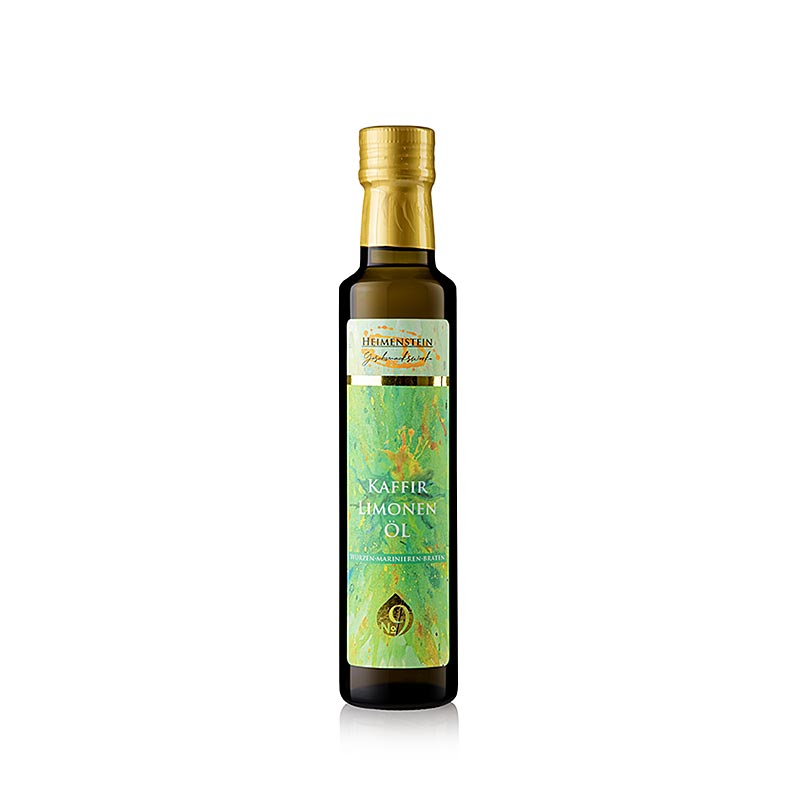 250 ml bottle of Kaffir Lime Oil from Heimenstein, a refreshing and aromatic product (English)