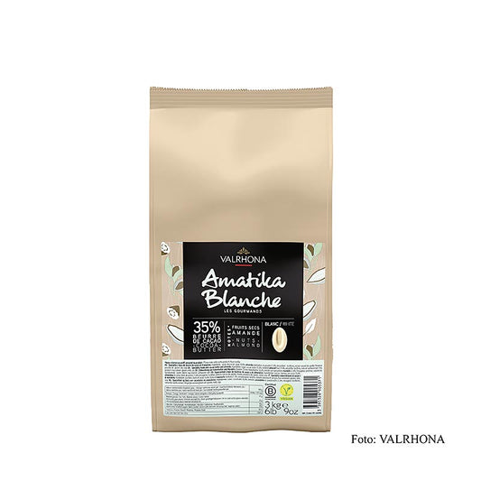 Valrhona AMATIKA, VEGANE white Couverture Callets, 35% cocoa, 3 kg, perfect for vegan baking and confectionery