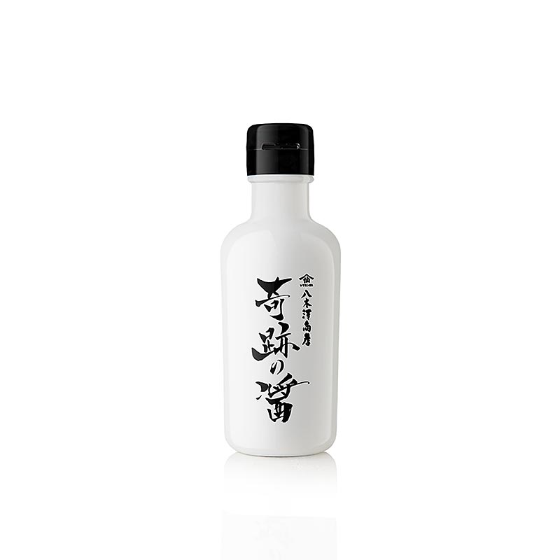 Alt text: 150 ml bottle of Kiseki Shoyu dark Soja-Sauce from Yagisawa, Japan, featuring traditional Japanese design and rich umami flavor