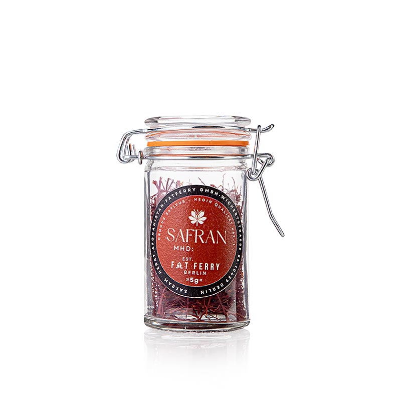 English: High-quality 5g package of saffron threads from FatFerry, the perfect addition to your culinary creations