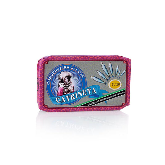 115g can of Catrineta Sardines in Olive Oil, vintage 2023, from Spain