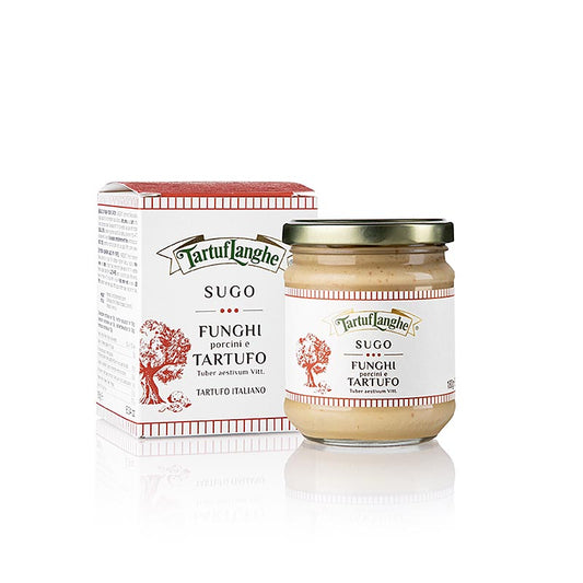 Steinpilze- und Trüffel Sauce, Tartuflanghe, 180 g - köstliche italienische Sauce mit Steinpilzen und Trüffeln für Gourmet-Gerichte