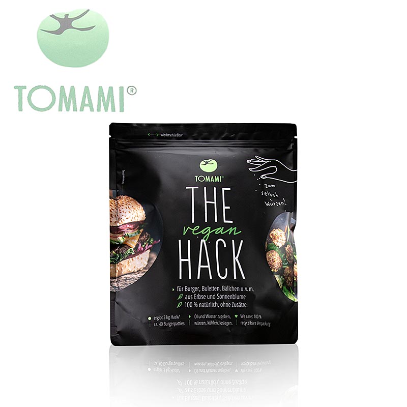 Tomami® The Vegan Hack! Burger Mischung, ohne Gewürze, vegan, 1 kg - Eine vielseitige vegane Burger-Mischung für köstliche pflanzliche Gerichte