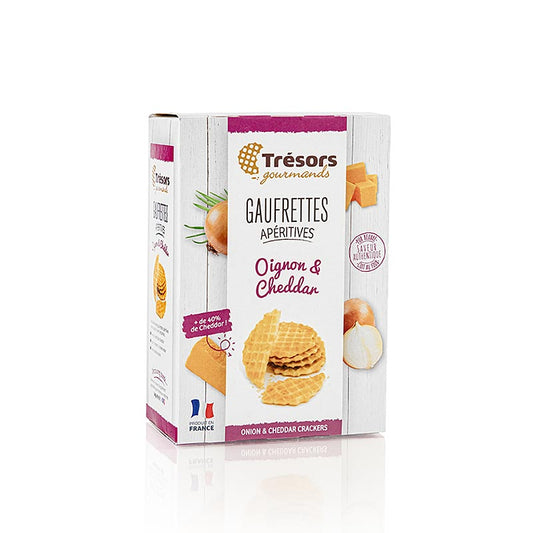 Leckere Barsnack Trésors Mini-Waffeln mit Zwiebel und Cheddar Käse, 60 g - ideal für unterwegs und als Snack für zwischendurch