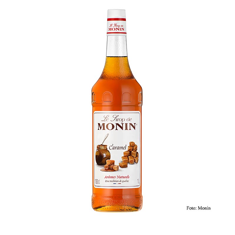 Monin Karamell Sirup, 1 l Flasche, ideal zum Verfeinern von Kaffee und Desserts