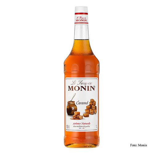 Monin Karamell Sirup, 1 l Flasche, ideal zum Verfeinern von Kaffee und Desserts