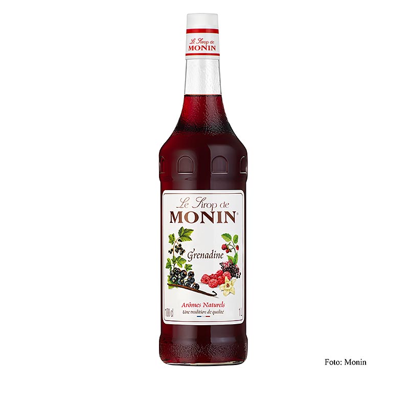 Monin Grenadine Sirup 1:8, 1 l - Premium Sirup für Cocktails, Limonaden und Desserts in der praktischen 1 Liter Flasche