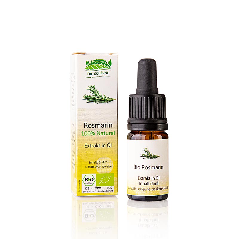 Natürliches Rosmarin Aroma der Scheune, BIO-zertifiziert, 5 ml Flasche, ideal zum Verfeinern von Speisen und Getränken