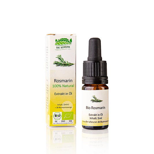 Natürliches Rosmarin Aroma der Scheune, BIO-zertifiziert, 5 ml Flasche, ideal zum Verfeinern von Speisen und Getränken