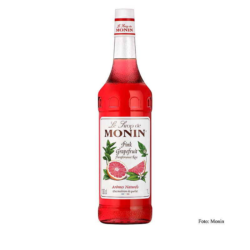 Monin Pink Grapefruit Sirup 1:8, 1 l - Hochwertiger Sirup mit intensivem Pink Grapefruit-Geschmack in 1 Liter Flasche