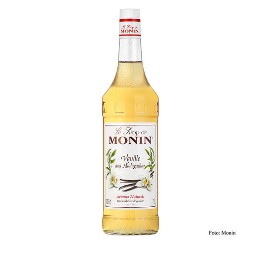 Monin Vanille Sirup 1:8, 1l, in einer Glasflasche, perfekt für Kaffee und Cocktails, 1 Liter