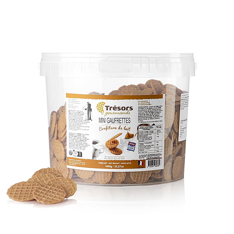 Barsnack Gaufrettes - französische Mini-Waffeln mit Dulce de Leche (Karamell), 1 kg Leckere Waffeln mit süßer Karamellfüllung für den perfekten Snack