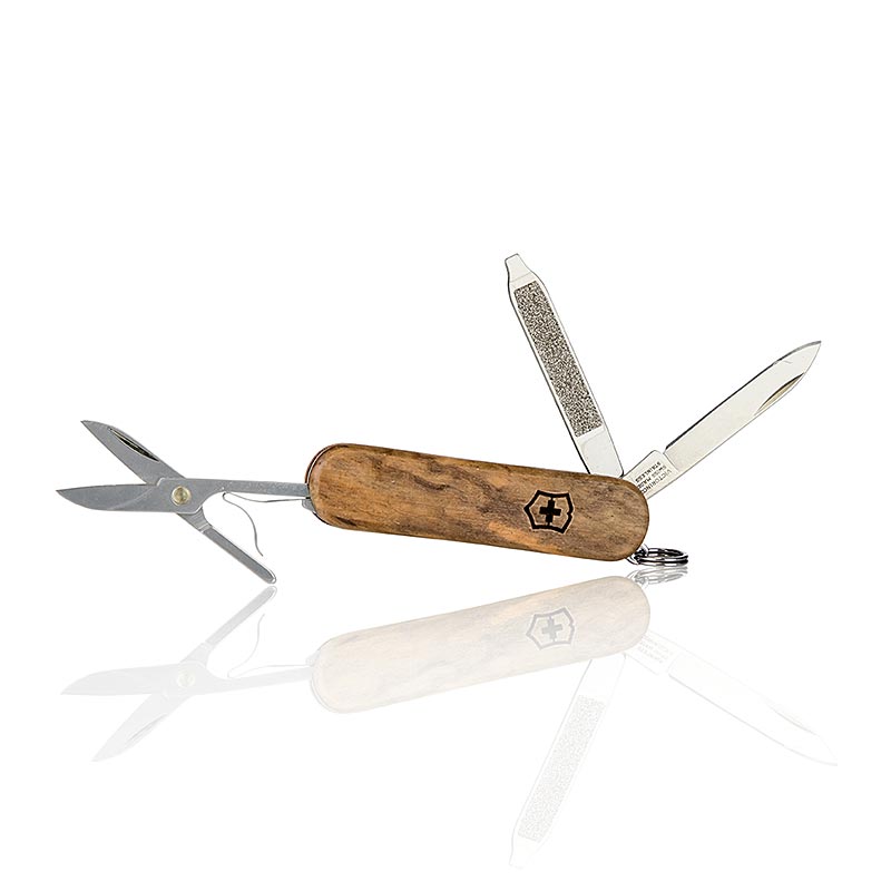 German:
Schweizer Taschenmesser Classic SD Wood von Victorinox, 1 Stück, mit elegantem Holzgriff und vielseitigen Funktionen für den täglichen Gebrauch