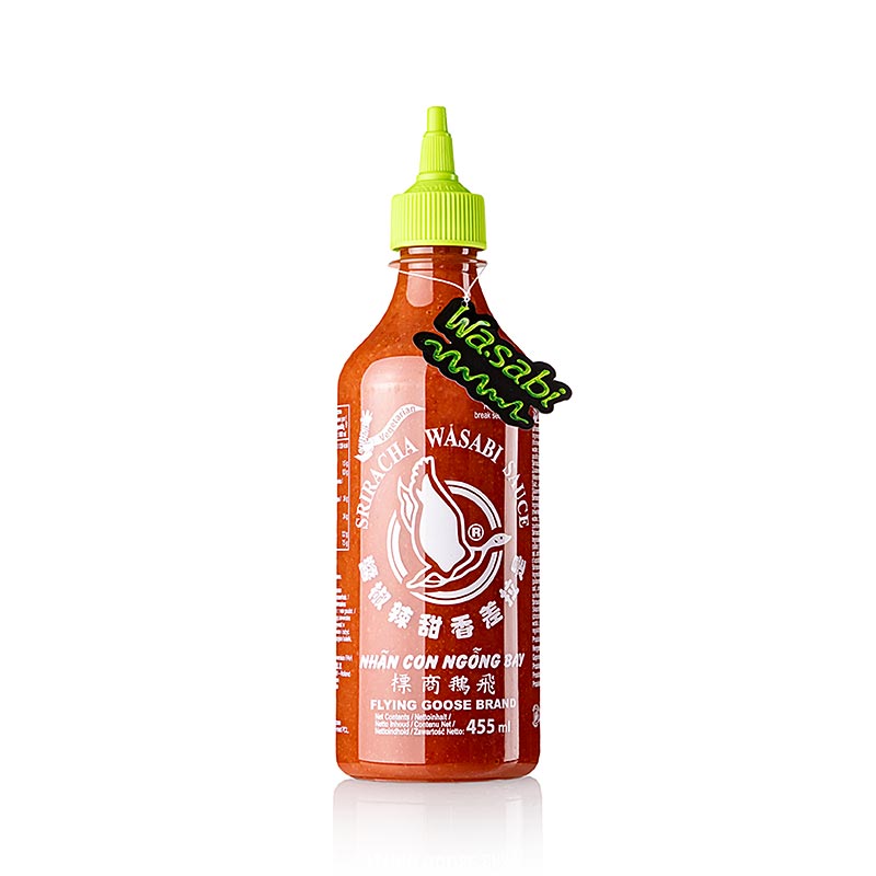 Sriracha Chili-Sauce mit Wasabi von Flying Goose, 455 ml Flasche, scharfe Würzsauce