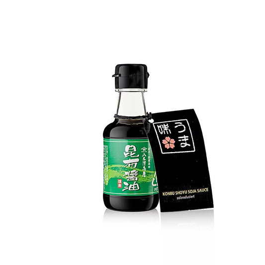 German

Alt-Text: Flasche Konbu Shoyu Sojasauce mit reduziertem Salzgehalt, hergestellt von Yagisawa in Japan, 150 ml