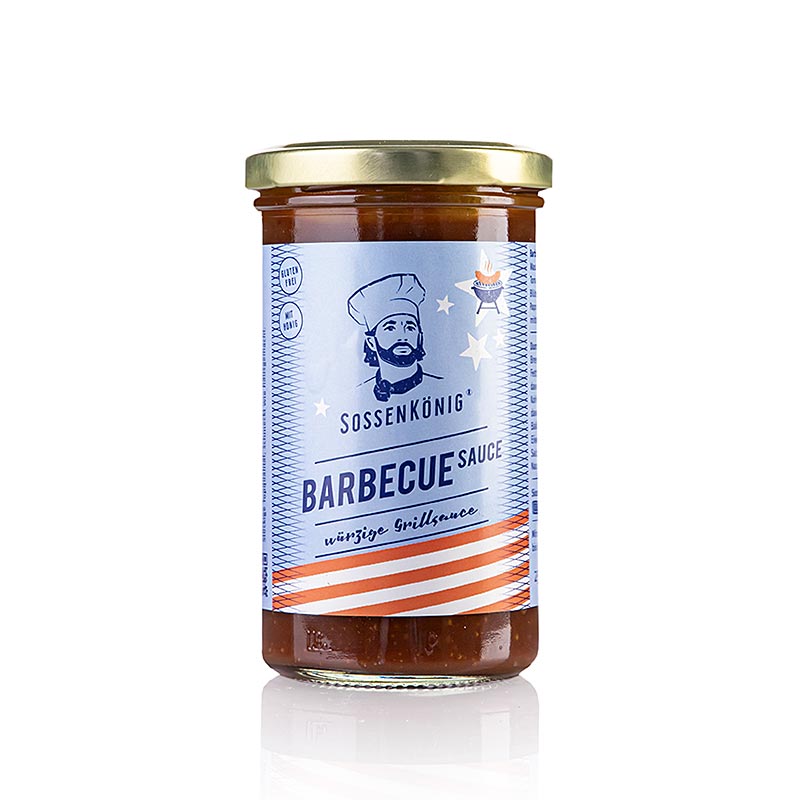 German: Sossenkönig - Barbecue Sauce (BBQ), küchenfertige Sauce, Glas, 250 ml - Leckere und vielseitige BBQ-Sauce in einem 250 ml Glas