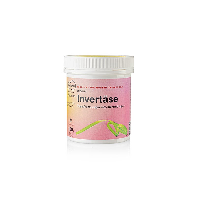 INVERTASE-Pulver, Invertzucker-Enzym, TÖUFOOD, 100 g Produktverpackung für Enzymzusatzstoffe