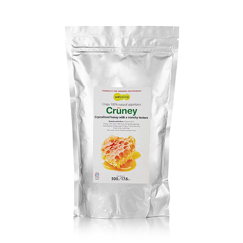 Honigpulver von LYOFEELING CRUNEY, 500g, hergestellt von TÖUFOOD, in praktischer Verpackungsgröße von 500 g