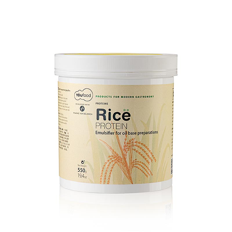 550g of TÖUFOOD RICE PROTEIN, a high-quality plant-based protein supplement (English)