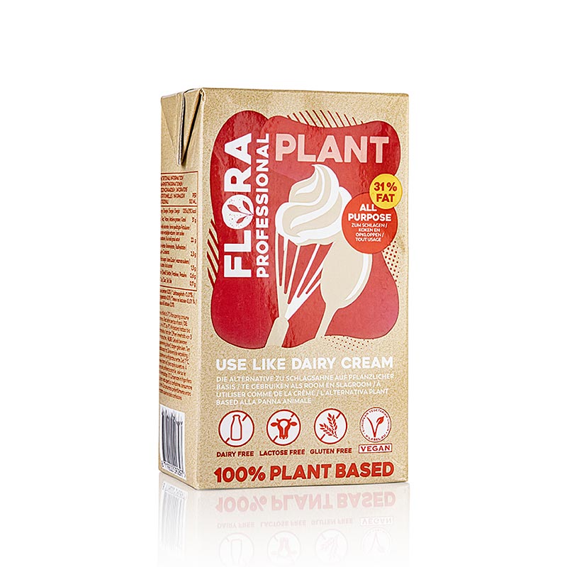 Flora Professional Plant Schlagcreme, veganer Sahneersatz, 31% Fett, 1 l - dairy-free alternative for whipping cream, suitable for vegan diets (English)