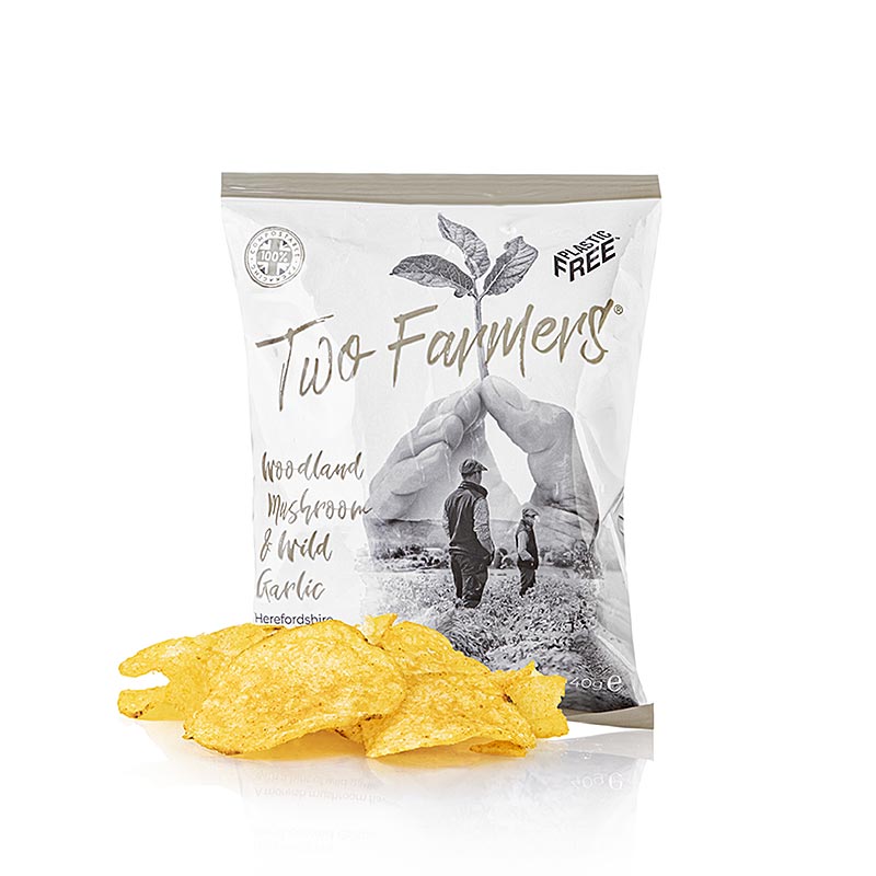 Kartoffelchips Woodland Mushroom & Wild Garlic von Two Farmers, 40 g - handgefertigte, knusprige Chips aus regionalen Zutaten